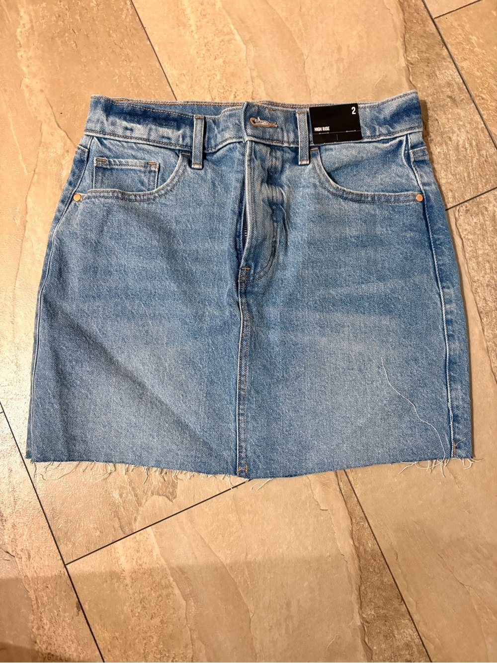 Express Light Wash Denim Mini Skirt